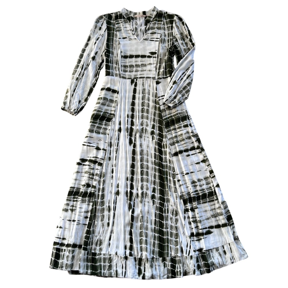 Soft Surroundings Alejandra Green Tie Dye Maxi Dress Petite S PS Boho Coastal